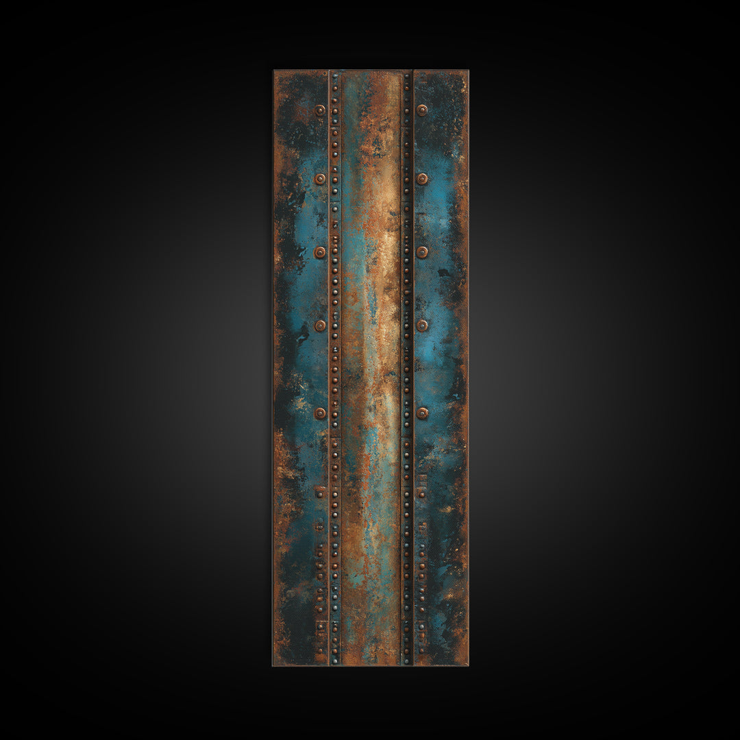 Riveted Metal Panel Texture Study Canvas Print, Industrial Art, Black and White Art, Living Room Decor, Fine Art, Foundry, IND-1x3-10