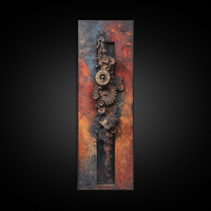 Rusted Gears Arranged as Sculptural Still Life Canvas Print, Industrial Art, Digital Prints, Living Room Decor, Foundry, IND-1x3-37