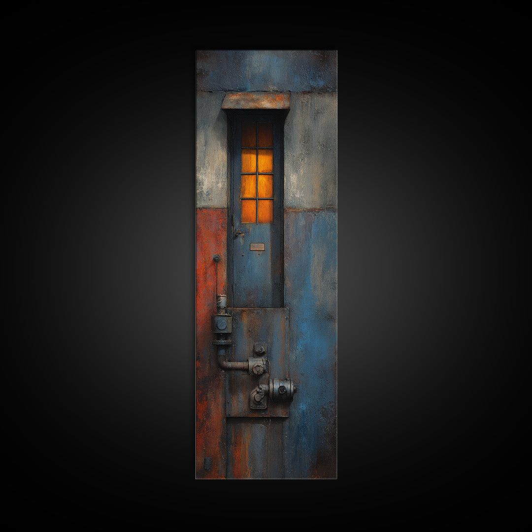 Old Factory Window Framed Canvas Print, Industrial Art, Minimalist Decor, Living Room Decor, Fine Art, Foundry, Wall Hanging, IND-1x3-62