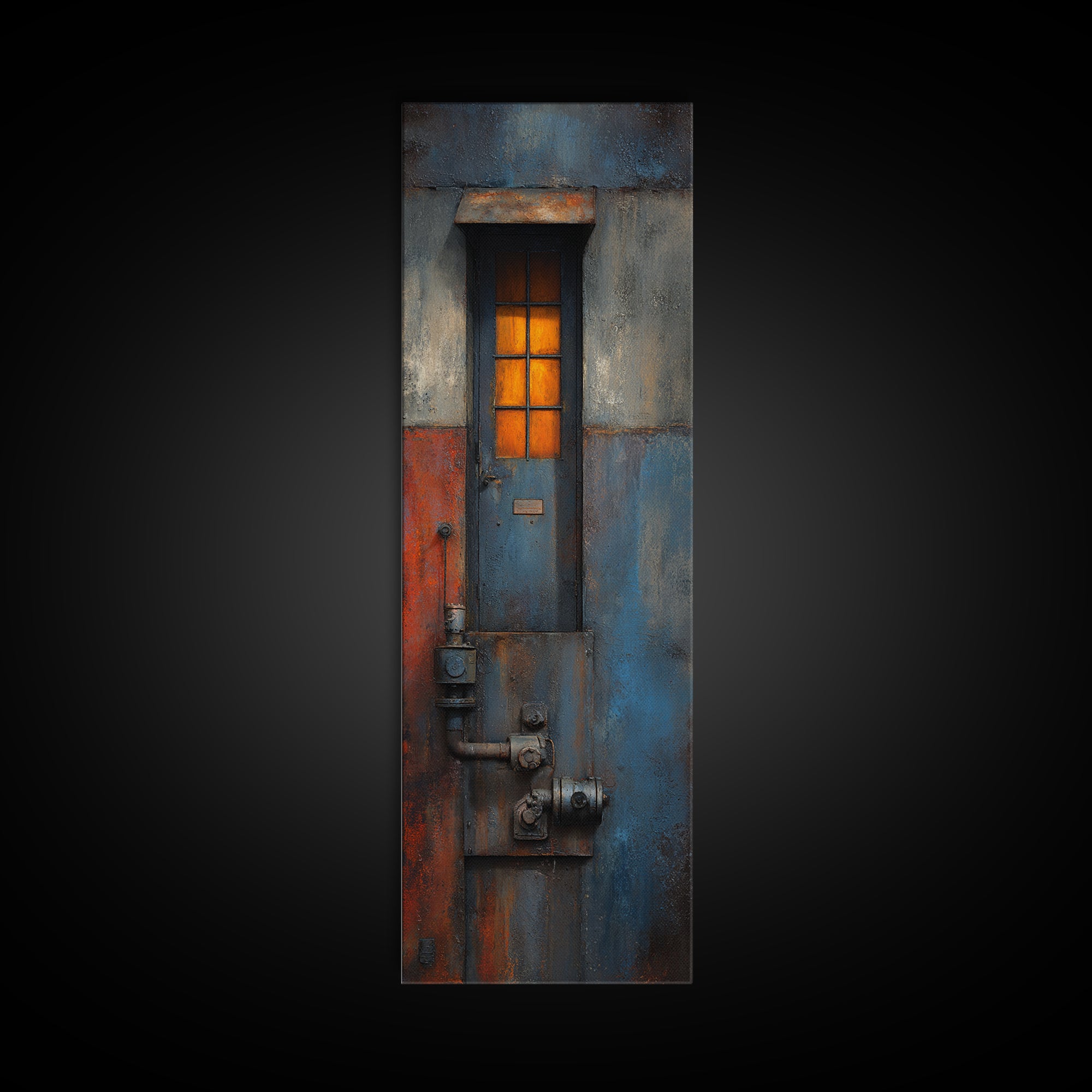 Old Factory Window Framed Canvas Print, Industrial Art, Minimalist Decor, Living Room Decor, Fine Art, Foundry, Wall Hanging, IND-1x3-62
