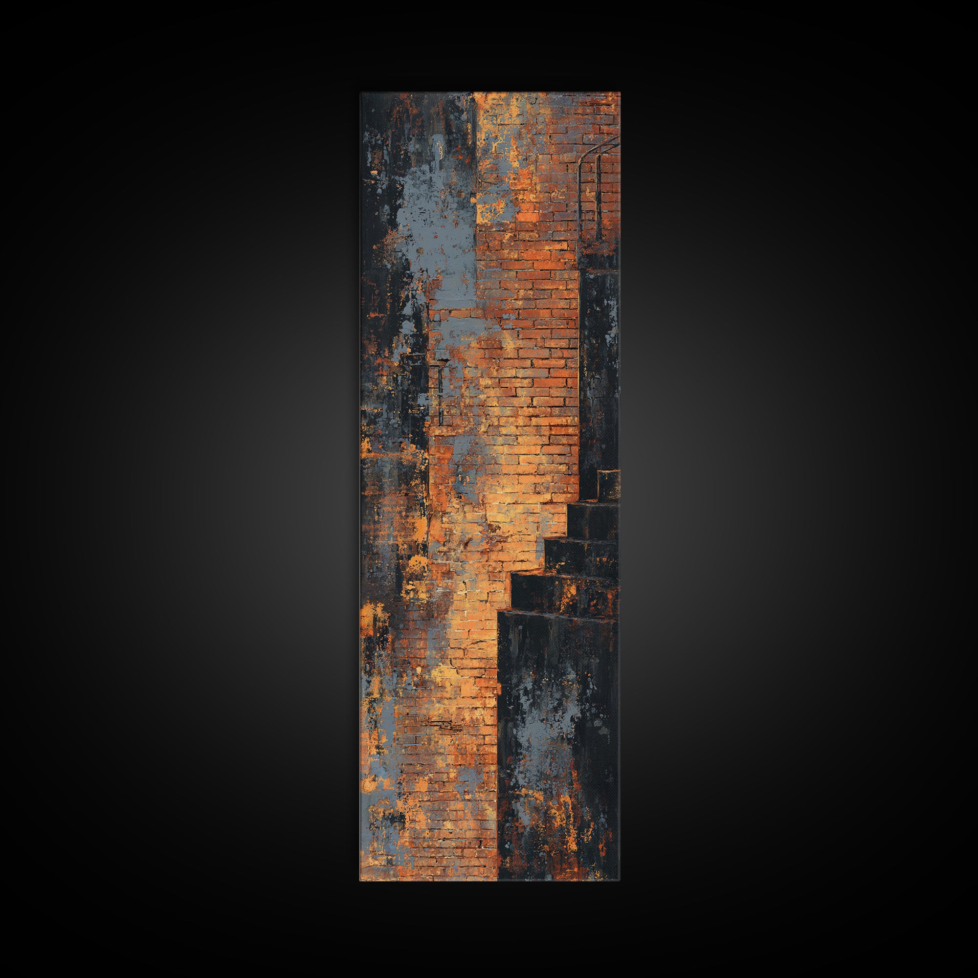 Exposed Brick Texture Abstract Framed Canvas Print, Industrial Art, Contemporary Art, Living Room Decor, Abstract Art, Foundry, IND-1x3-64