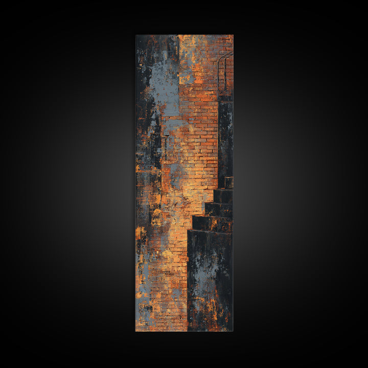 Exposed Brick Texture Abstract Framed Canvas Print, Industrial Art, Contemporary Art, Living Room Decor, Abstract Art, Foundry, IND-1x3-64