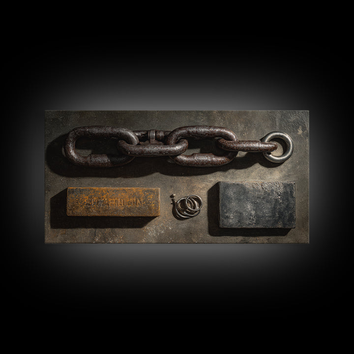 Chain and Hook Still Life Framed Canvas Print, Industrial Art, Room Decor, Living Room Decor, Fine Art, Foundry, Printables, IND-2x1-12