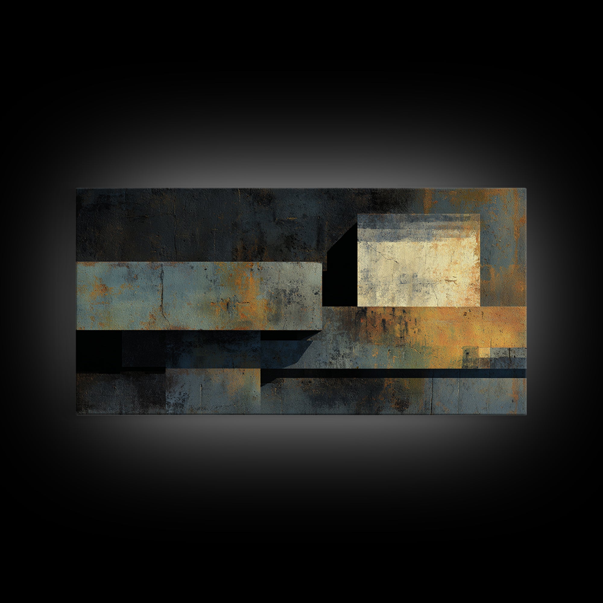 Concrete Wall Abstract Framed Canvas Print, Industrial Art, Printable Art, Living Room Decor, Abstract Art, Foundry, IND-2x1-29