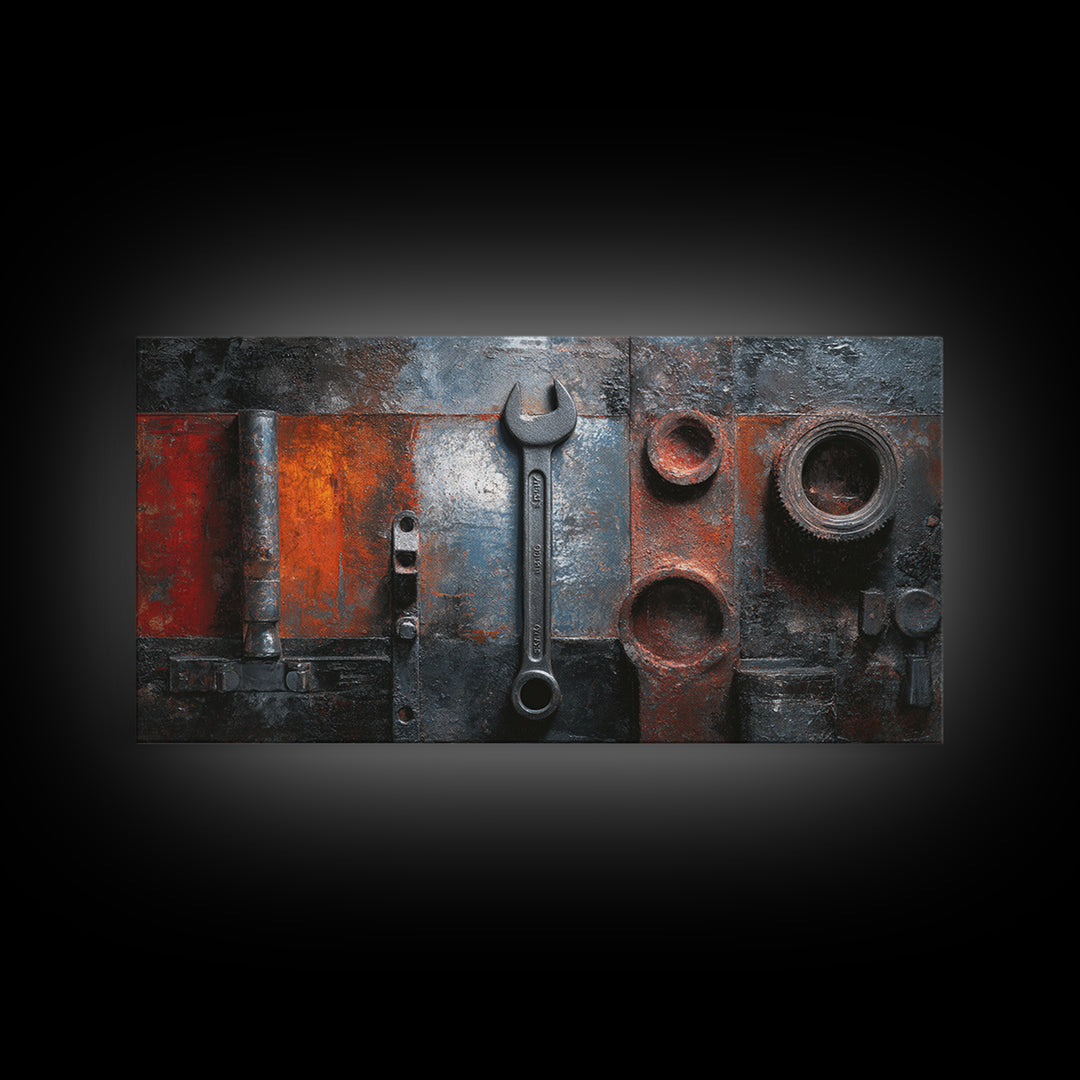 Riveted Metal Panel Texture Study Framed Canvas Print, Industrial Art, Wall Art, Living Room Decor, Fine Art, Foundry, IND-2x1-42