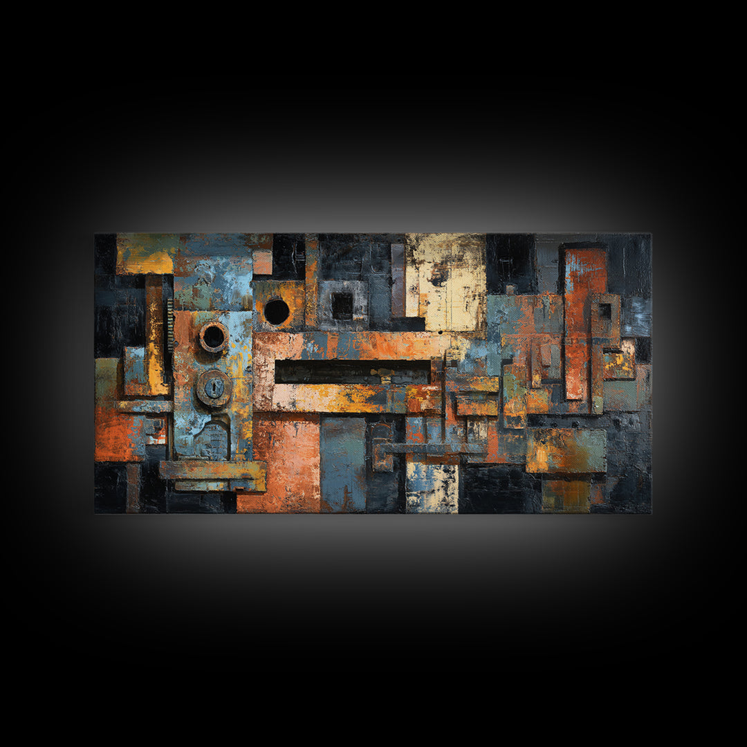 Exposed Brick Texture Abstract Canvas Print, Industrial Art, Decor, Living Room Decor, Abstract Art, Foundry, IND-2x1-48