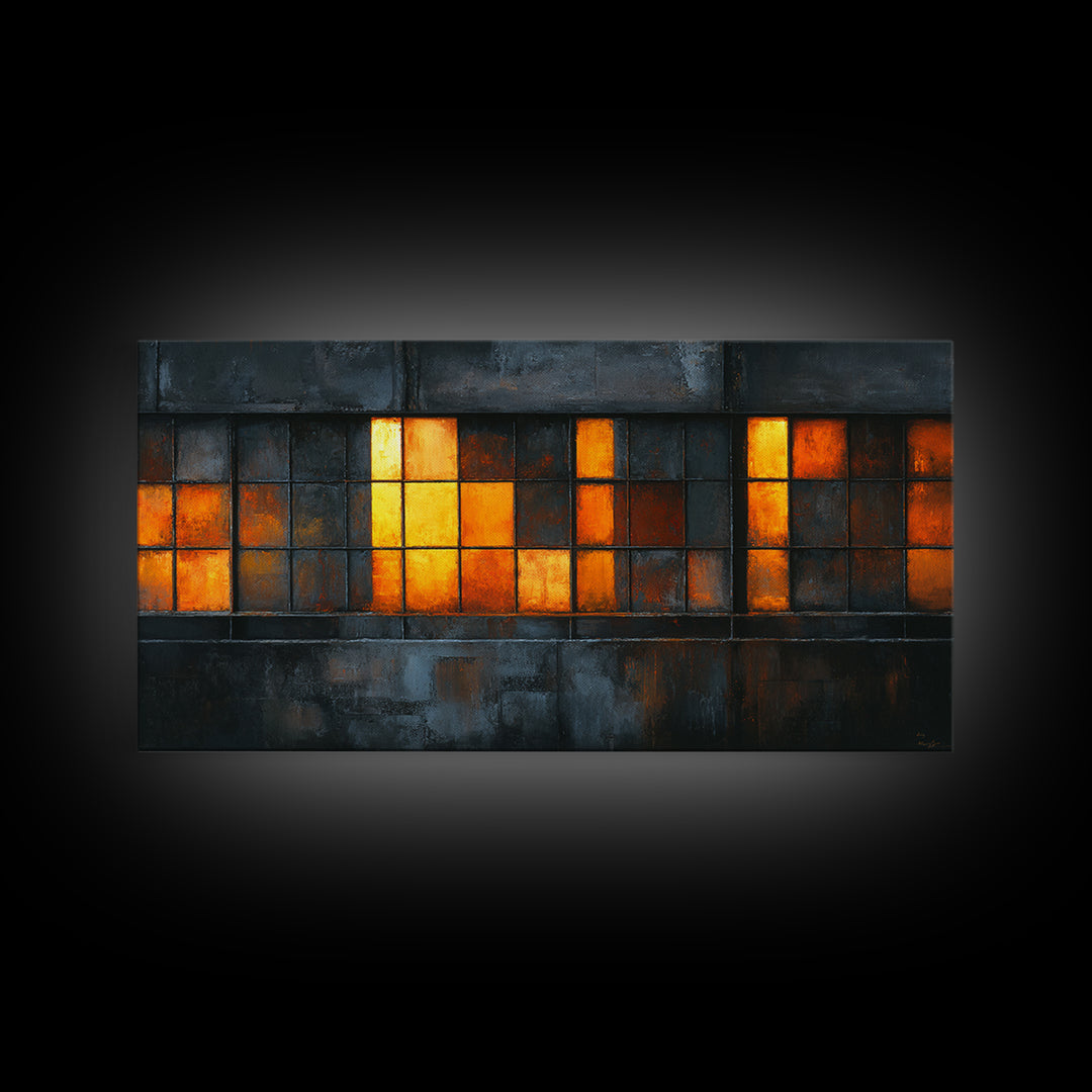 Old Factory Window Canvas Print, Industrial Art, Original Art, Living Room Decor, Fine Art, Foundry, Steampunk Decor, IND-2x1-94