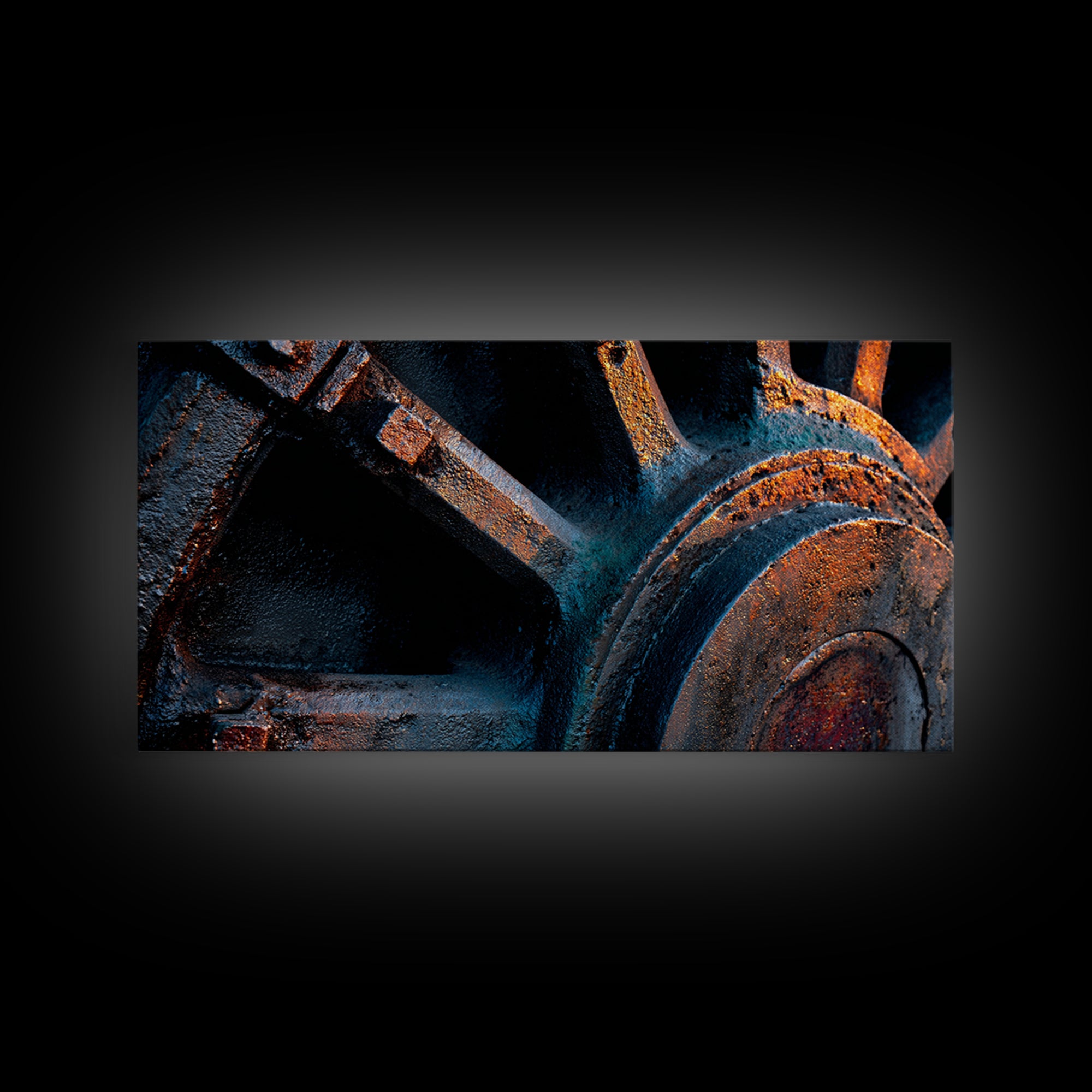Steam Locomotive Wheel Closeup Canvas Print, Industrial Art, Abstract Art, Living Room Decor, Watercolor Art, Foundry, IND-2x1-98