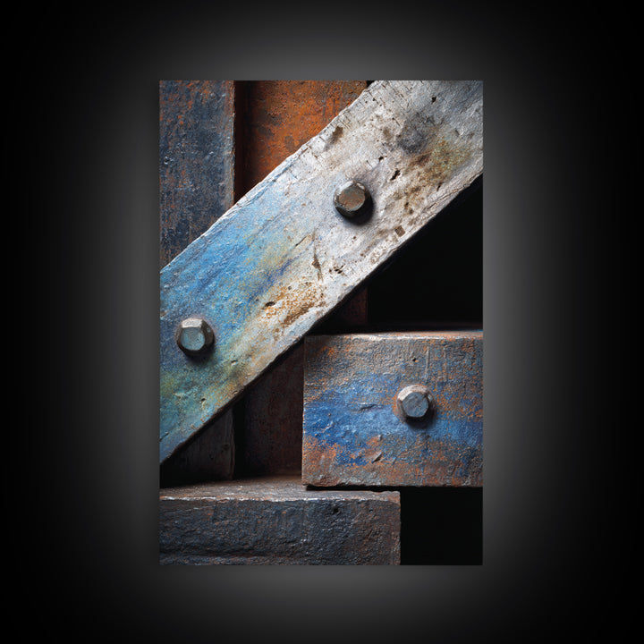 Steel Beams Crossing Like Abstract Lines Framed Canvas Print, Industrial Art, Printable Art, Living Room Decor, Foundry, IND-2x3-1