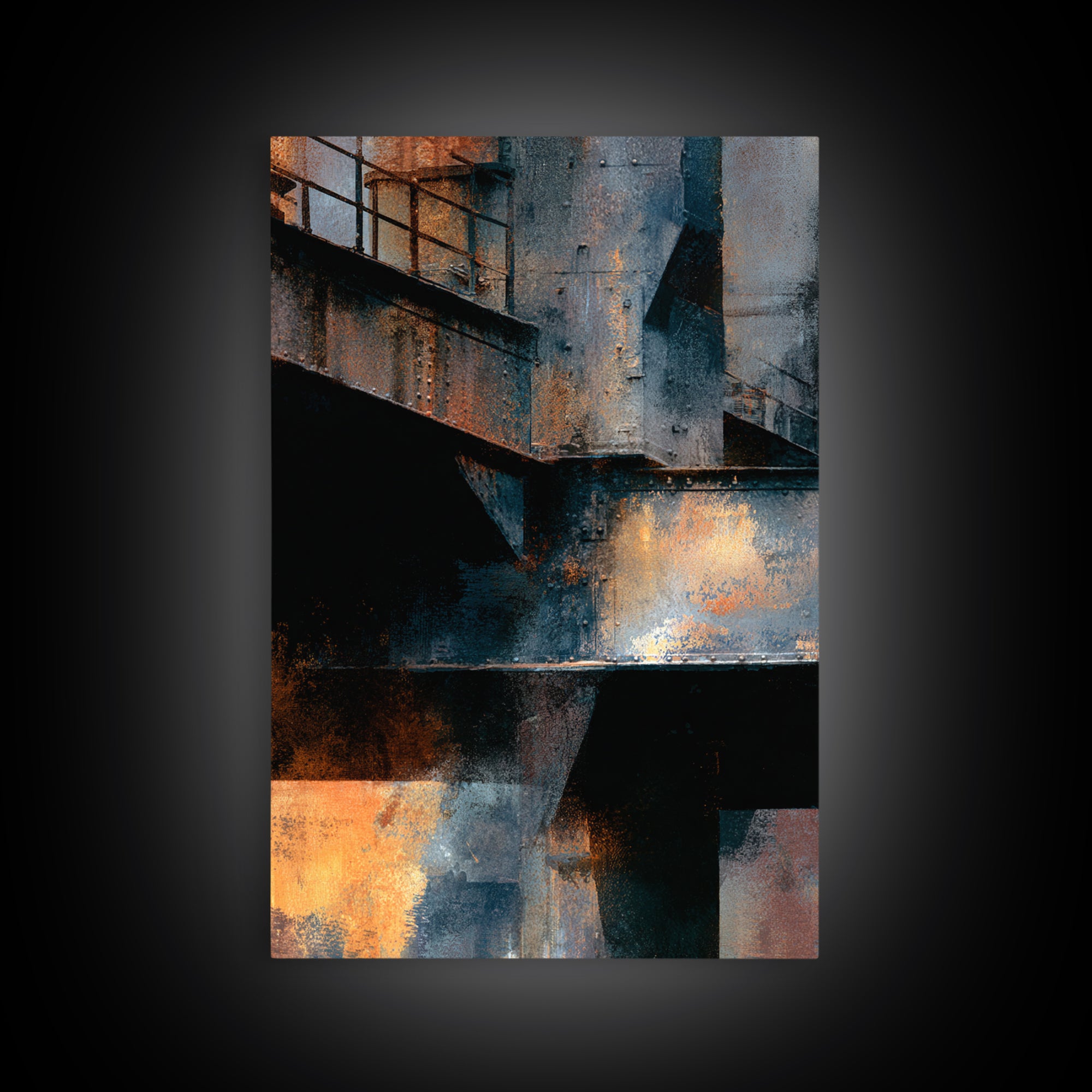 Urban Rail Yard Canvas Print, Industrial Art, Abstract Wall Art, Living Room Decor, Watercolor Art, Foundry, IND-2x3-29