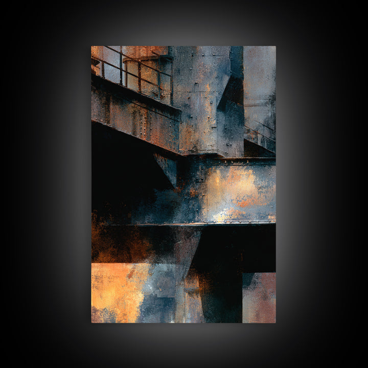 Urban Rail Yard Canvas Print, Industrial Art, Abstract Wall Art, Living Room Decor, Watercolor Art, Foundry, IND-2x3-29