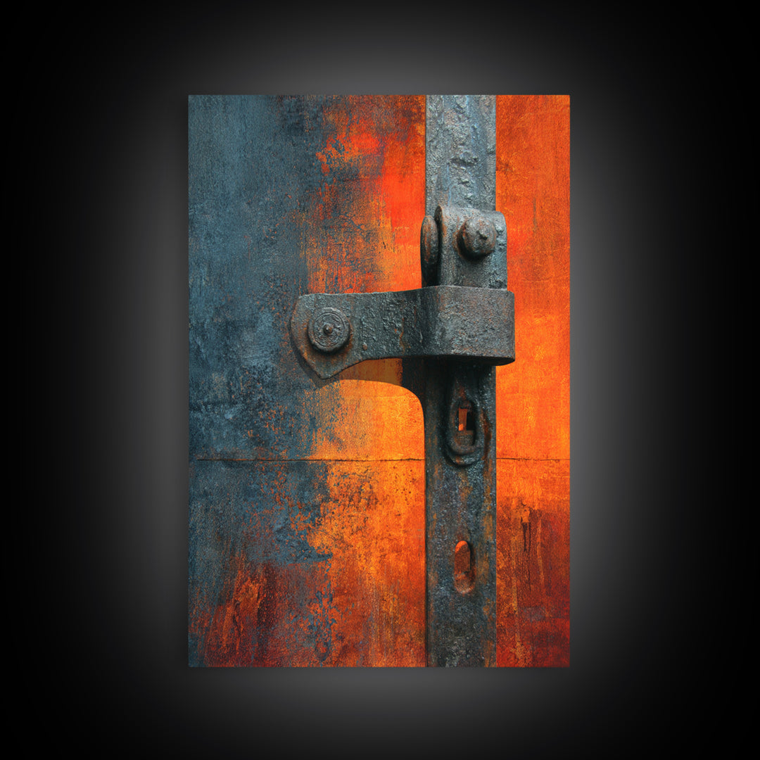 Riveted Metal Panel Texture Study Framed Canvas Print, Industrial Art, Wall Decor, Living Room Decor, Fine Art, Foundry, IND-2x3-30
