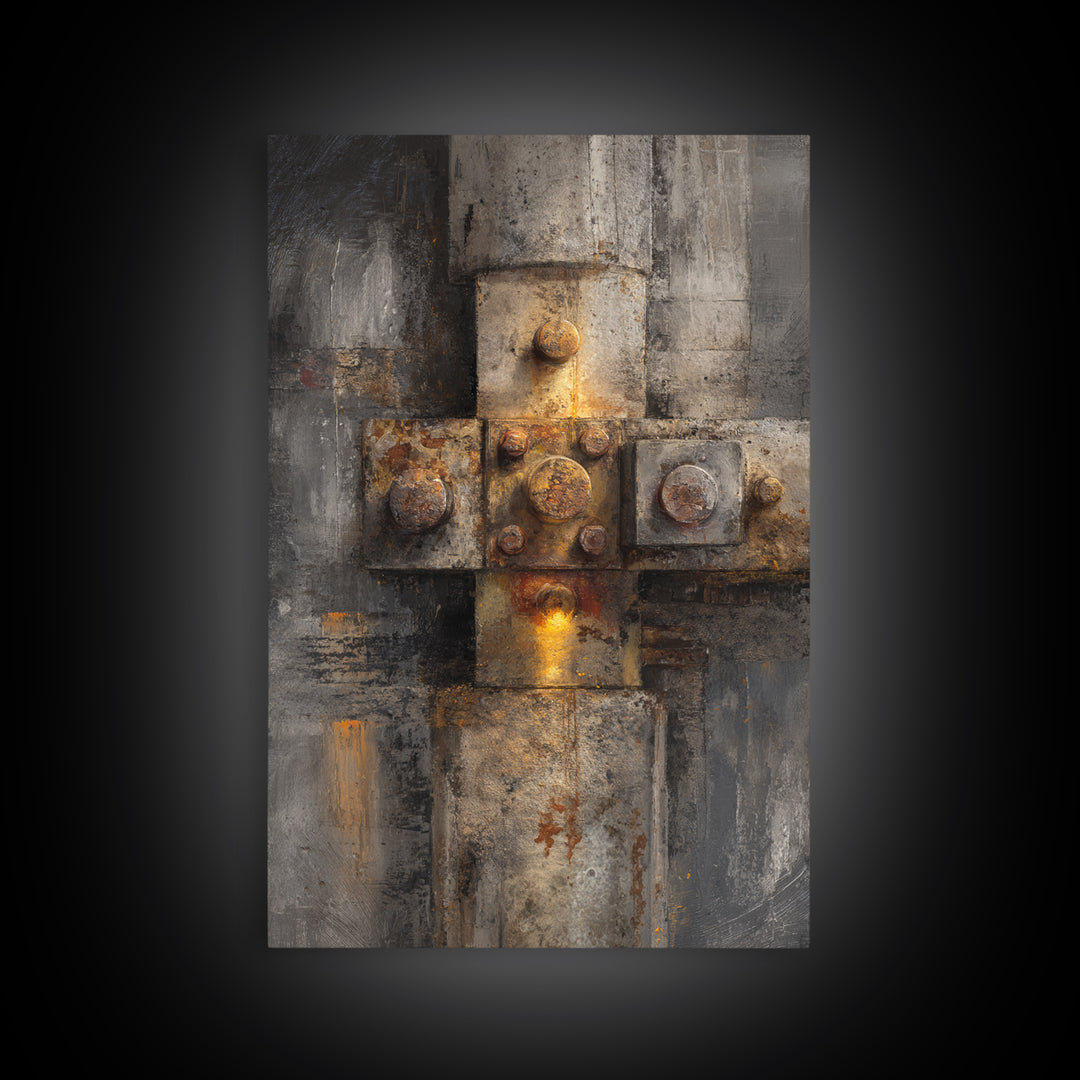 Concrete Wall Abstract Framed Canvas Print, Industrial Art, Abstract Painting, Living Room Decor, Foundry, Neutral Decor, IND-2x3-41