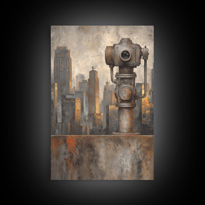 Industrial City Skyline Framed Canvas Print, Industrial Art, Living Room Decor, Abstract Art, Foundry, Abstract Wall Art, IND-2x3-44