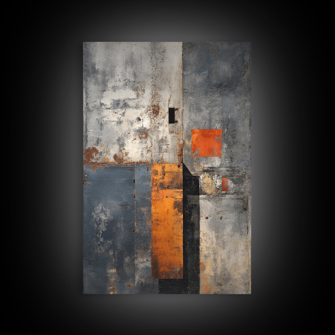 Concrete Wall Abstract Canvas Print, Industrial Art, Steampunk Decor, Living Room Decor, Fine Art, Foundry, Luxury Decor, IND-2x3-65
