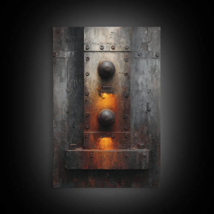 Riveted Metal Panel Texture Study Framed Canvas Print, Industrial Art, Printable Art, Living Room Decor, Fine Art, Foundry, IND-2x3-78