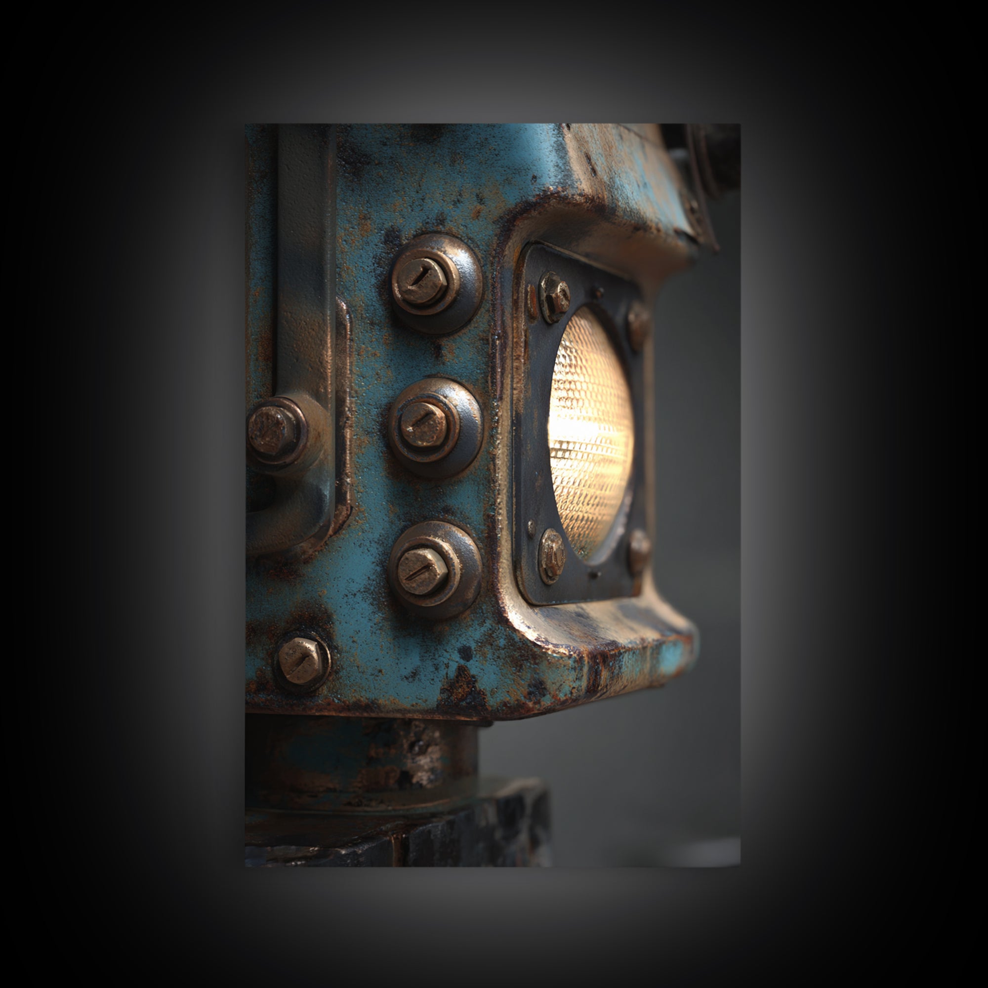 Industrial Lamp with Warm Glow Canvas Print, Industrial Art, Steampunk Decor, Living Room Decor, Foundry, Luxury Decor, IND-2x3-79