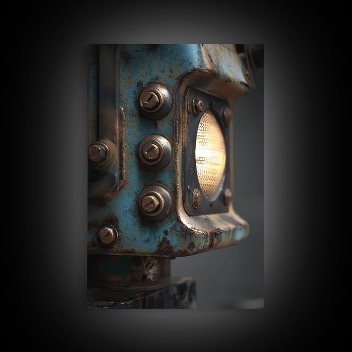 Industrial Lamp with Warm Glow Canvas Print, Industrial Art, Steampunk Decor, Living Room Decor, Foundry, Luxury Decor, IND-2x3-79