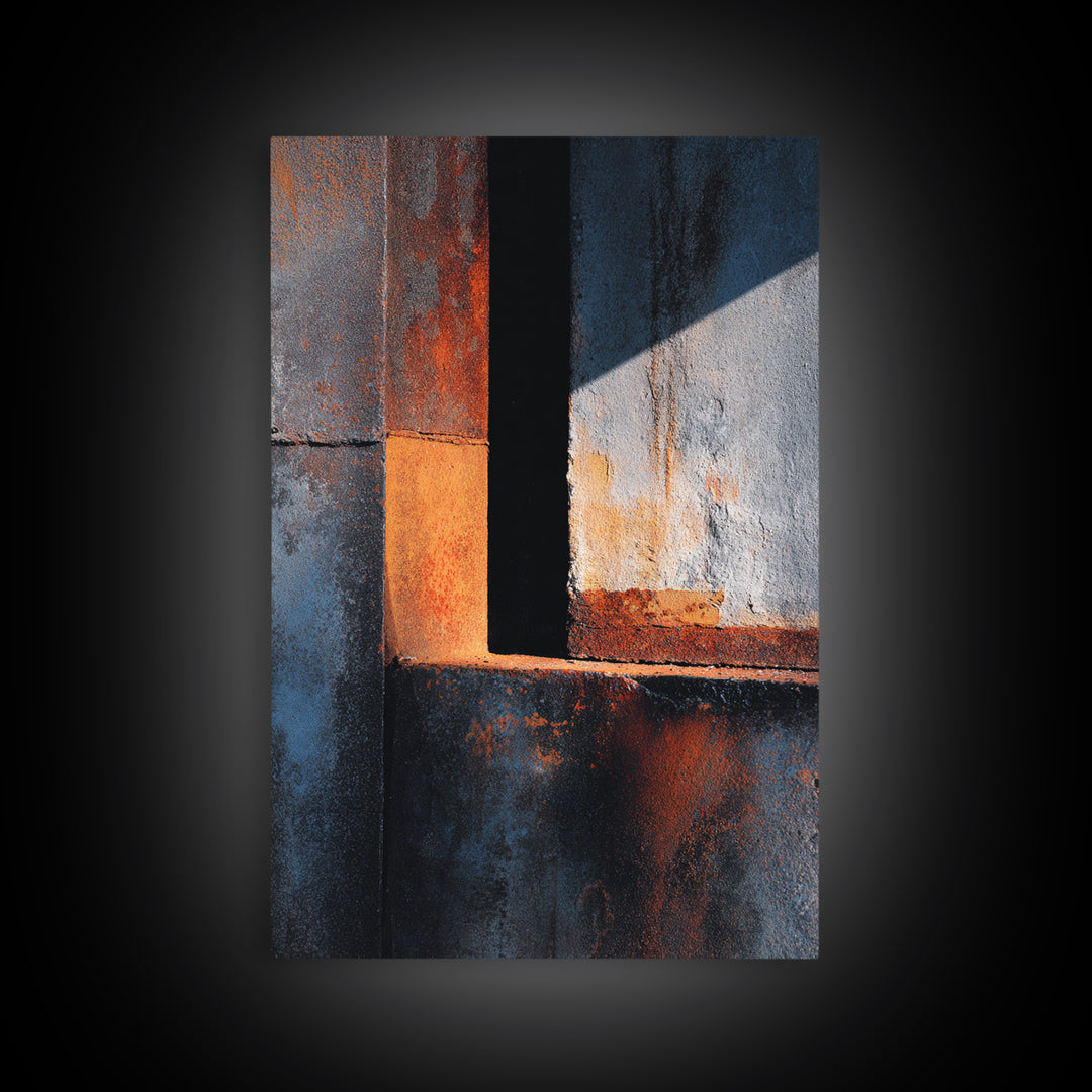 Abstract Smoke and Steel Shapes Framed Canvas Print, Industrial Art, Metal Art, Living Room Decor, Abstract Art, Foundry, IND-2x3-80