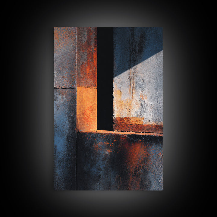 Abstract Smoke and Steel Shapes Framed Canvas Print, Industrial Art, Metal Art, Living Room Decor, Abstract Art, Foundry, IND-2x3-80