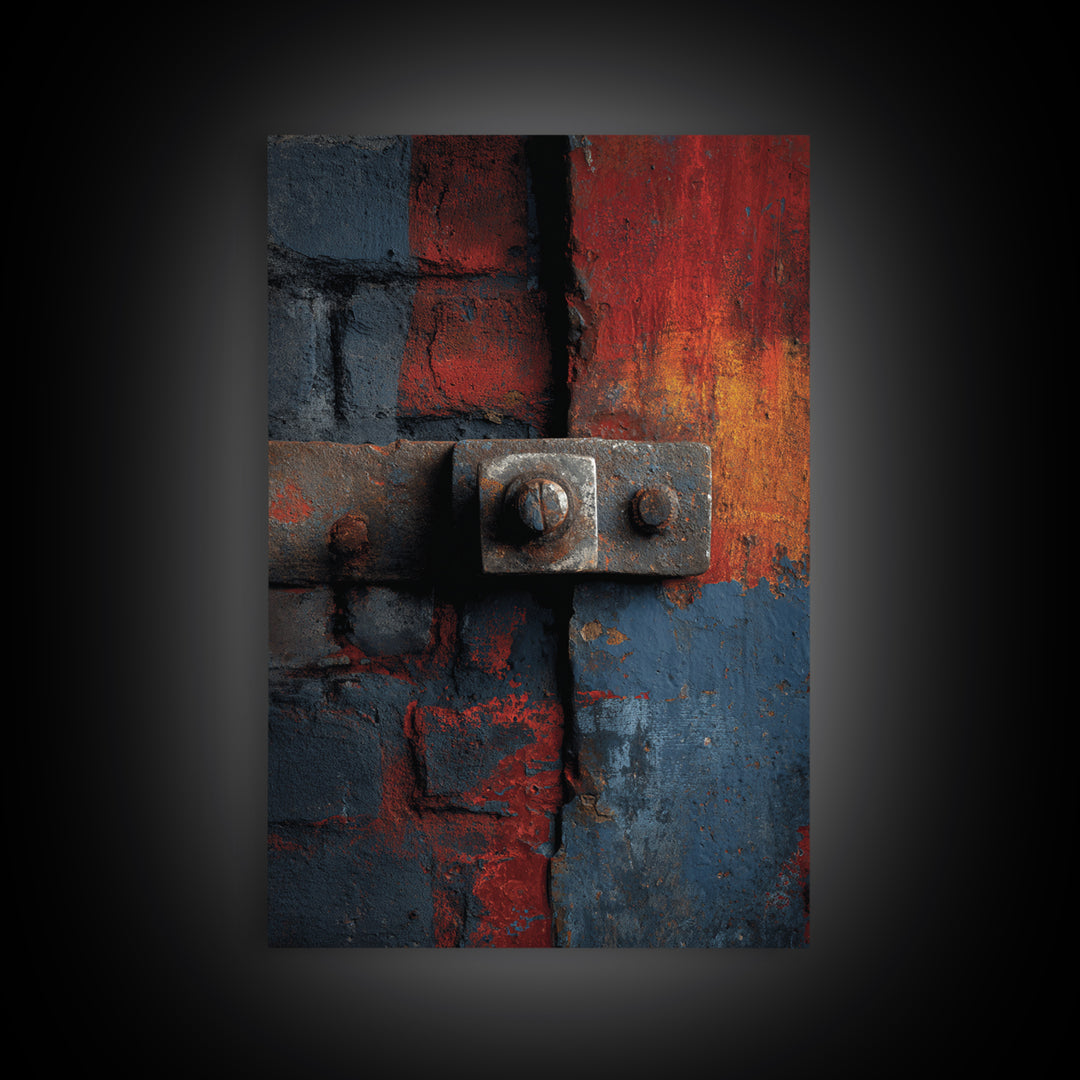 Exposed Brick Texture Abstract Framed Canvas Print, Industrial Art, Wall Art, Living Room Decor, Abstract Art, Foundry, IND-2x3-84