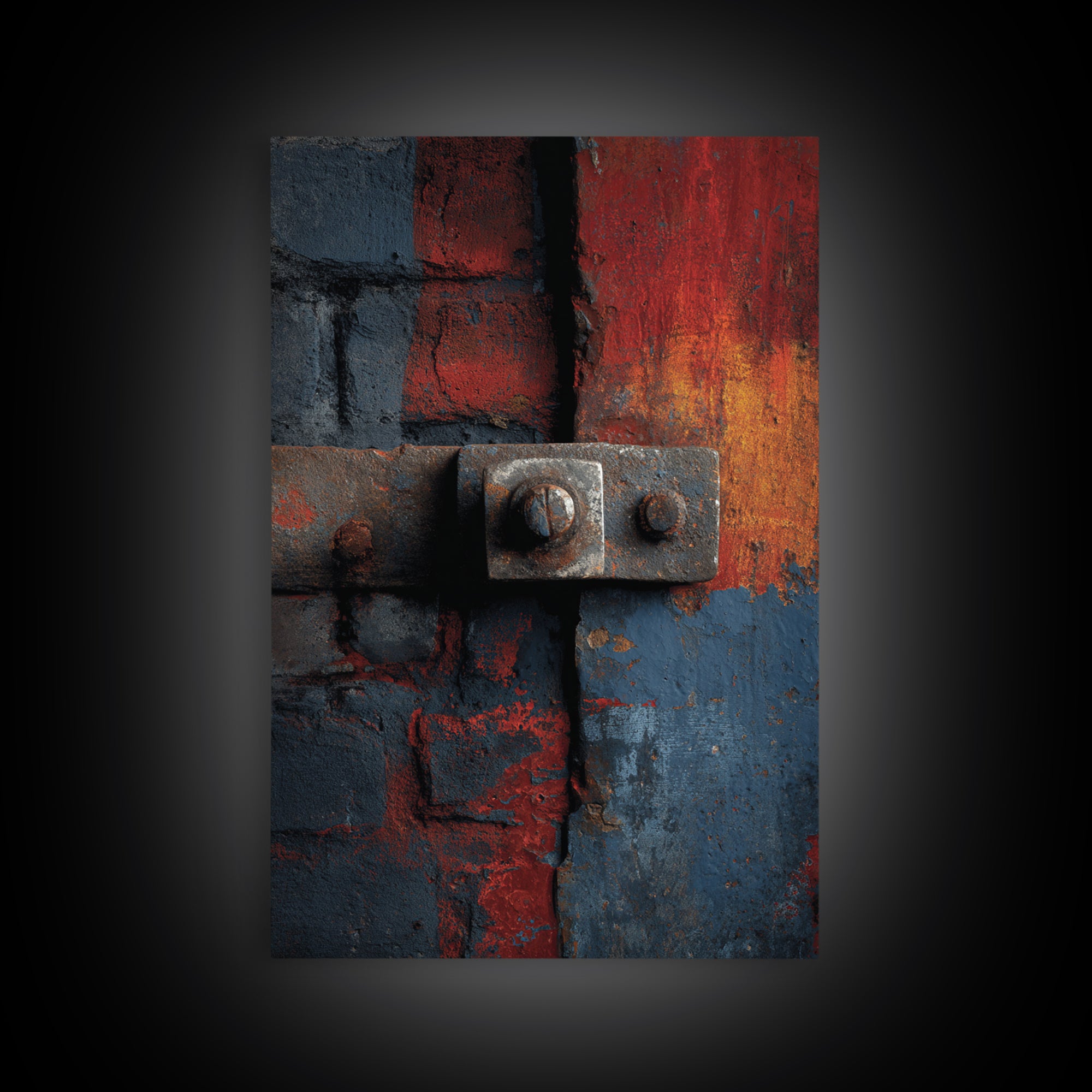 Exposed Brick Texture Abstract Framed Canvas Print, Industrial Art, Wall Art, Living Room Decor, Abstract Art, Foundry, IND-2x3-84