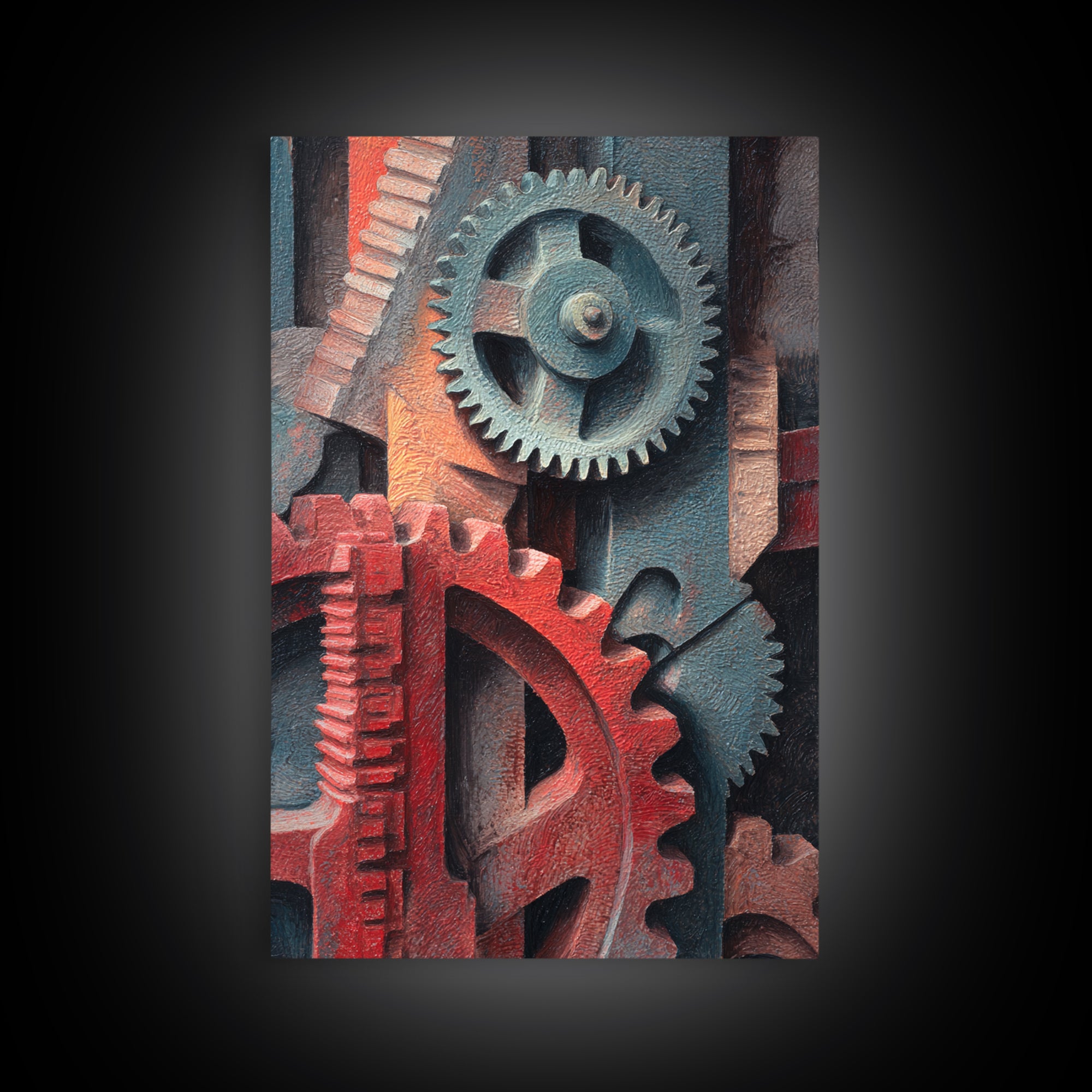 Rusted Gears Arranged as Sculptural Still Life Canvas Print, Industrial Art, Black and White Wall Art, Living Room Decor, IND-2x3-9
