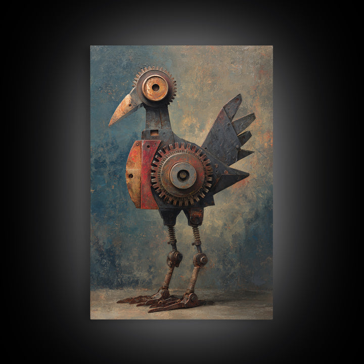 Mechanical Bird Made from Gears Canvas Print, Industrial Art, Boho Decor, Living Room Decor, Fine Art, Foundry, Digital Prints, IND-2x3-99