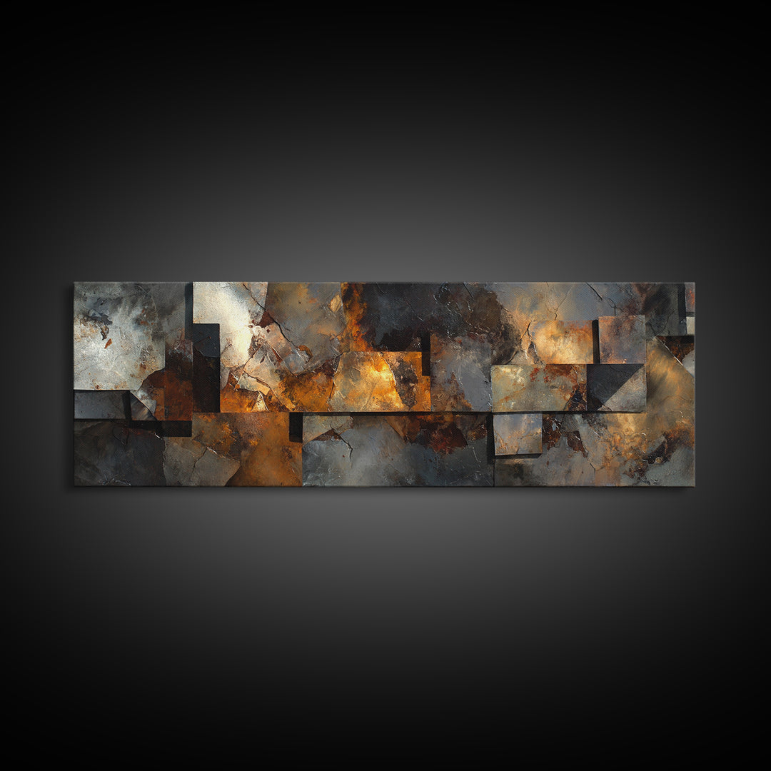 Abstract Smoke and Steel Shapes Canvas Print, Industrial Art, Modern Decor, Living Room Decor, Fine Art, Foundry, Wall Decor, IND-3x1-40