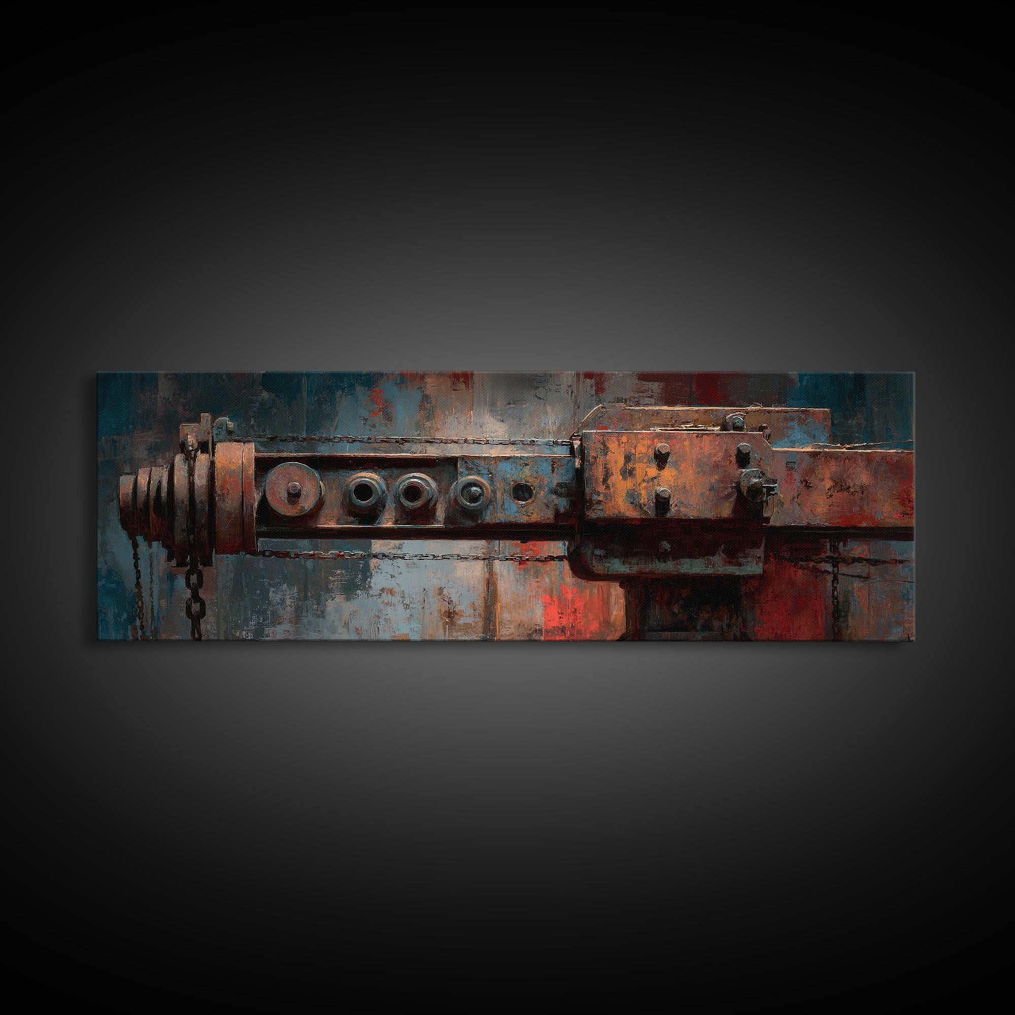 Warehouse Crane Silhouette Canvas Print, Industrial Art, Abstract Wall Art, Living Room Decor, Foundry, Black and White Art, IND-3x1-71