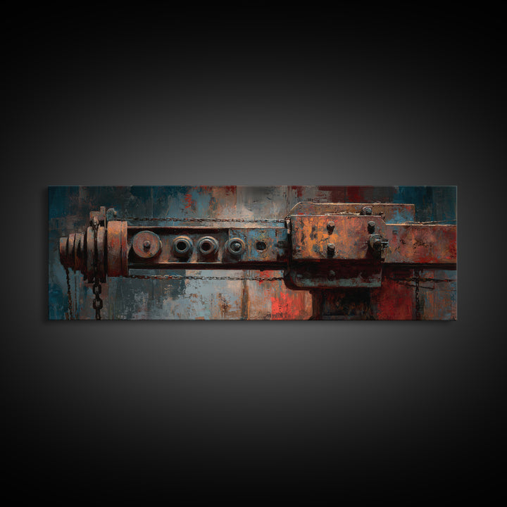 Warehouse Crane Silhouette Canvas Print, Industrial Art, Abstract Wall Art, Living Room Decor, Foundry, Black and White Art, IND-3x1-71