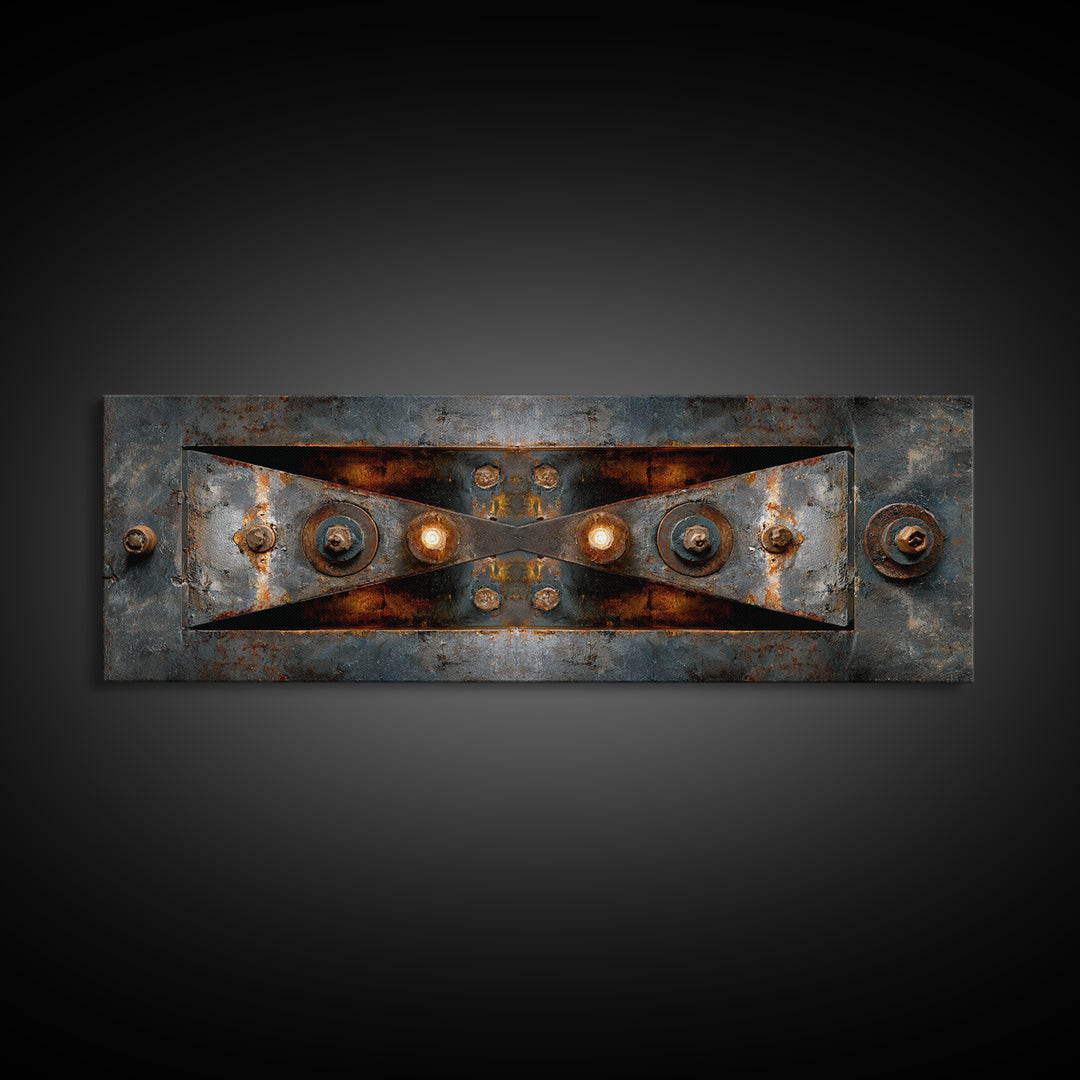 Steel Beams Crossing Like Abstract Lines Framed Canvas Print, Industrial Art, Living Room Art, Living Room Decor, Foundry, IND-3x1-9