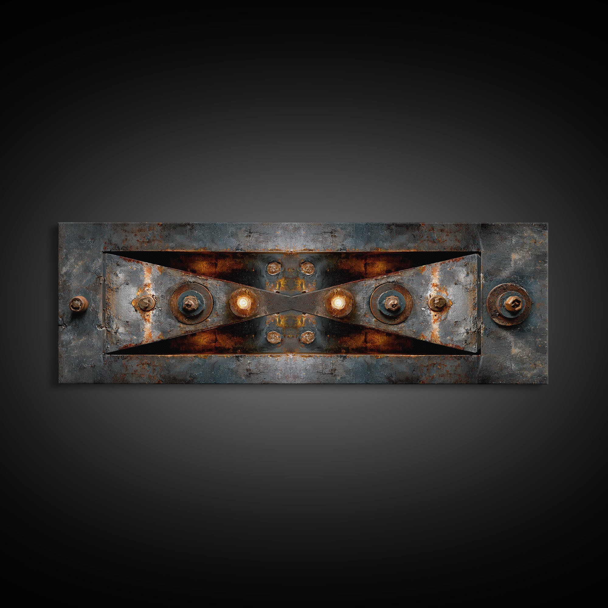Steel Beams Crossing Like Abstract Lines Framed Canvas Print, Industrial Art, Living Room Art, Living Room Decor, Foundry, IND-3x1-9
