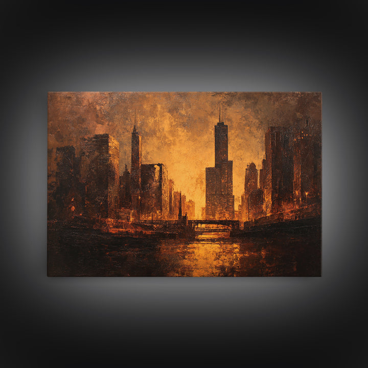 Industrial City Skyline Canvas Print, Industrial Art, Modern Decor, Living Room Decor, Abstract Art, Foundry, Wall Decor, IND-3x2-16