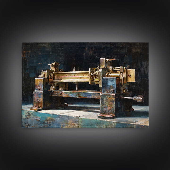 Brass Gauge and Machinery Still Life Canvas Print, Industrial Art, Neutral Decor, Living Room Decor, Fine Art, Foundry, IND-3x2-17