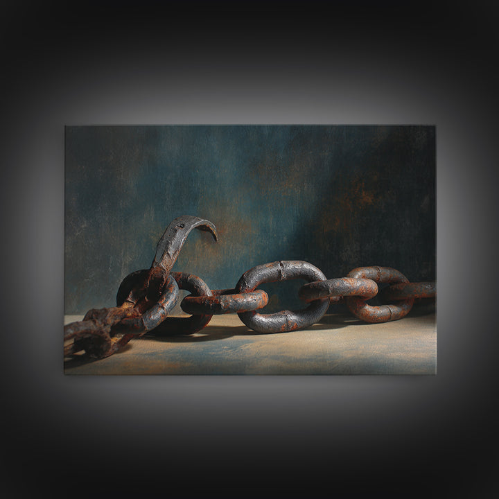 Chain and Hook Still Life Framed Canvas Print, Industrial Art, Fine Art Print, Living Room Decor, Fine Art, Foundry, Wall Decor, IND-3x2-20