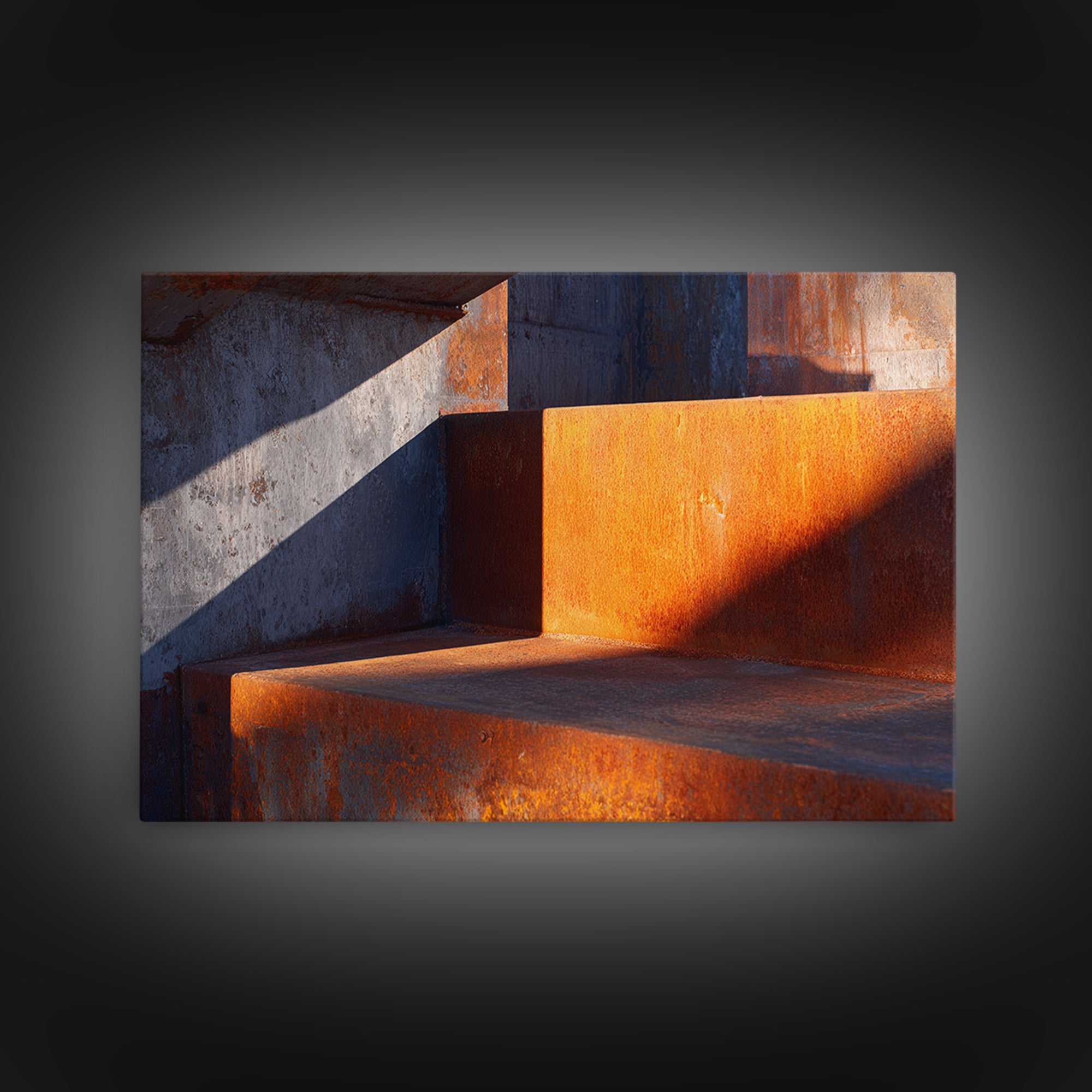 Abstract Smoke and Steel Shapes Framed Canvas Print, Industrial Art, Texas Art, Living Room Decor, Abstract Art, Foundry, IND-3x2-28