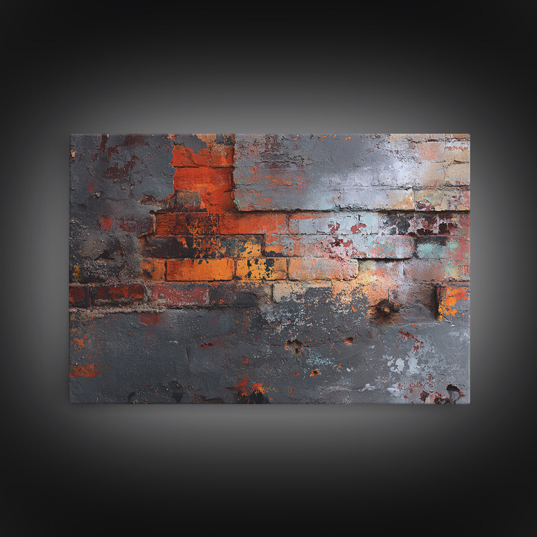 Exposed Brick Texture Abstract Canvas Print, Industrial Art, Digital Prints, Living Room Decor, Abstract Art, Foundry, IND-3x2-56