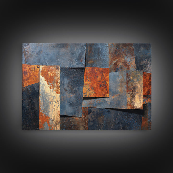 Abstract Smoke and Steel Shapes Canvas Print, Industrial Art, Decor, Living Room Decor, Abstract Art, Foundry, IND-3x2-76