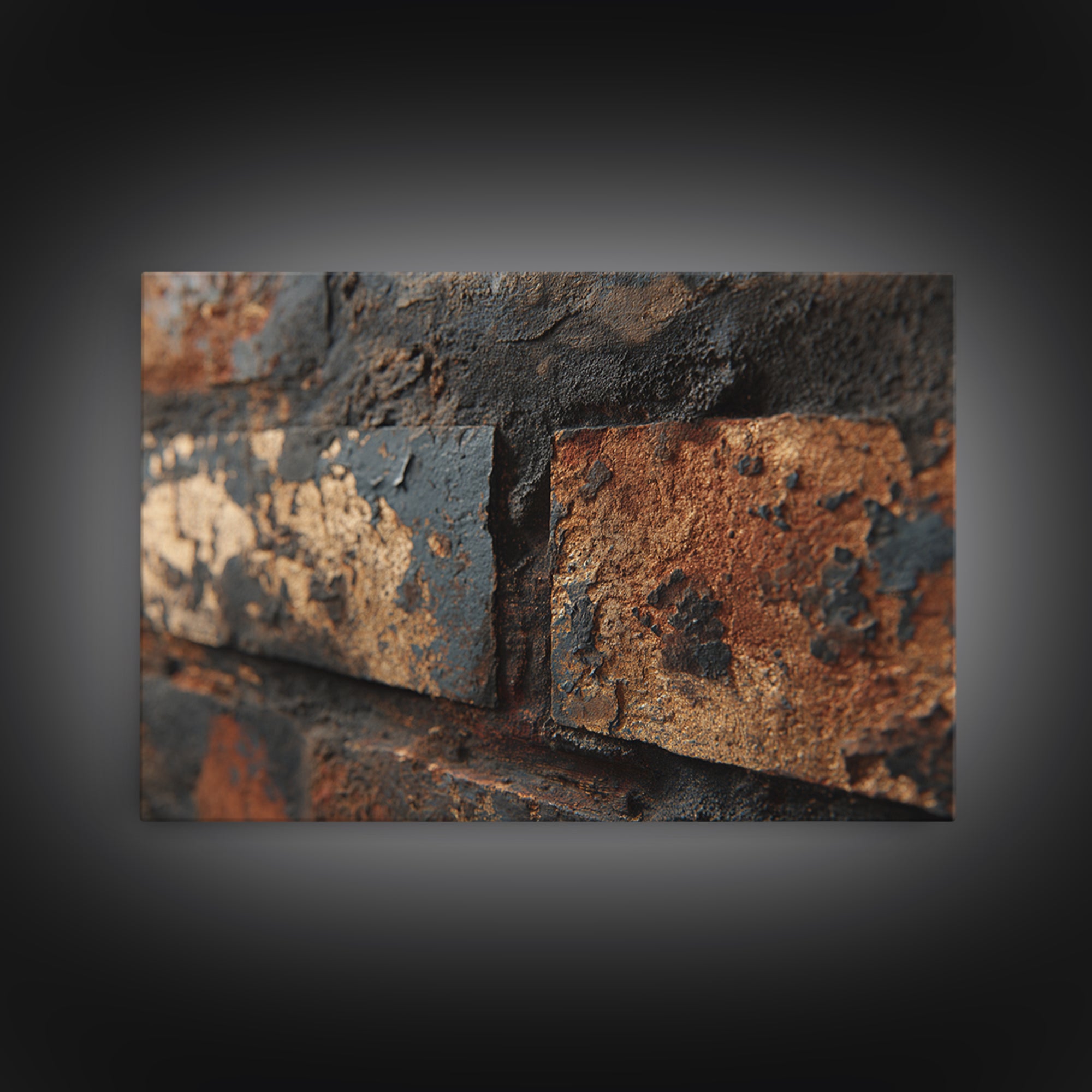 Exposed Brick Texture Abstract Framed Canvas Print, Industrial Art, Gallery Decor, Living Room Decor, Fine Art, Foundry, IND-3x2-8