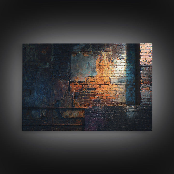 Exposed Brick Texture Abstract Framed Canvas Print, Industrial Art, Wall Hanging, Living Room Decor, Abstract Art, Foundry, IND-3x2-80