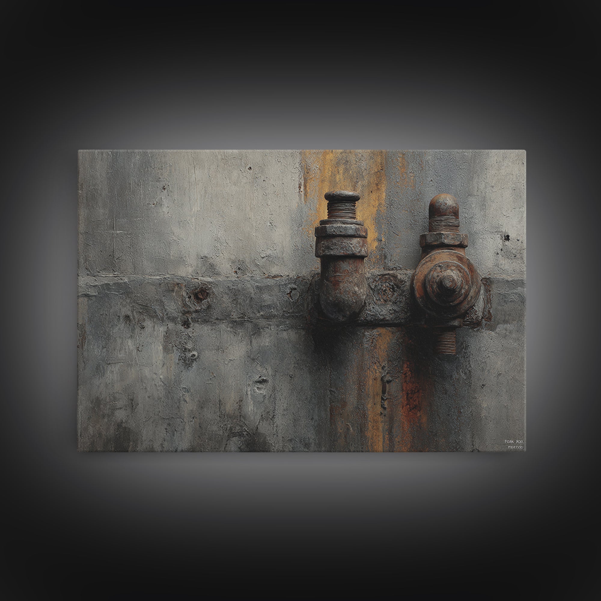 Concrete Wall Abstract Framed Canvas Print, Industrial Art, Wall Art, Living Room Decor, Abstract Art, Foundry, Original Art, IND-3x2-85