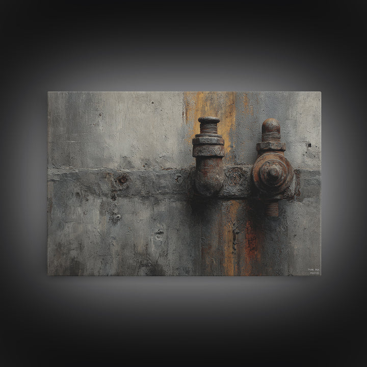 Concrete Wall Abstract Framed Canvas Print, Industrial Art, Wall Art, Living Room Decor, Abstract Art, Foundry, Original Art, IND-3x2-85