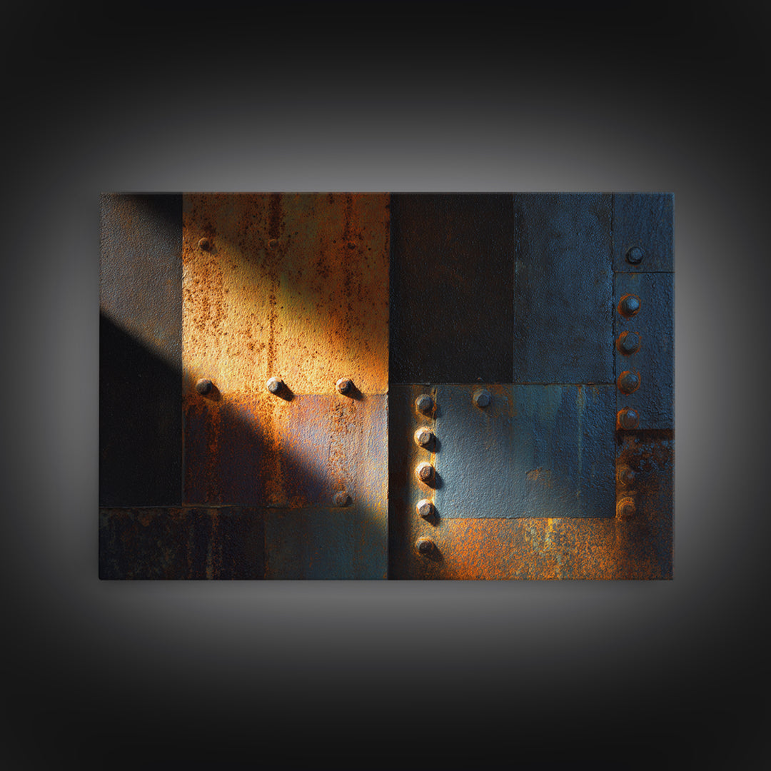 Riveted Metal Panel Texture Study Canvas Print, Industrial Art, Modern Decor, Living Room Decor, Fine Art, Foundry, Wall Decor, IND-3x2-98
