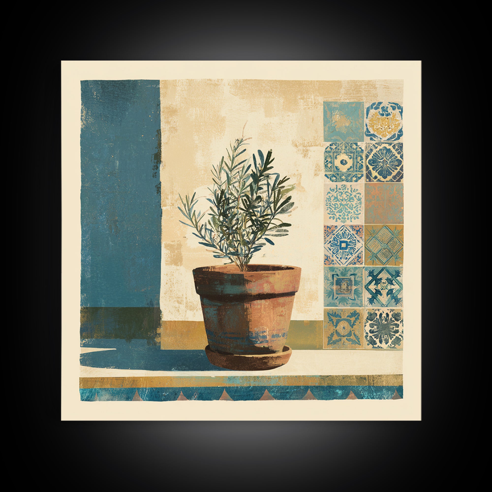 Terra Cotta Pot Canvas Print, Italian Villa Art, Living Room Wall Art, Living Room Decor, Oil Painting, Villa, Gallery Wall Set, IVA-1x1-22