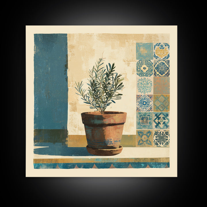 Terra Cotta Pot Canvas Print, Italian Villa Art, Living Room Wall Art, Living Room Decor, Oil Painting, Villa, Gallery Wall Set, IVA-1x1-22