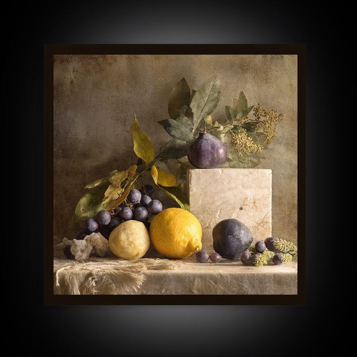 Marble Fruit Still Life Canvas Print, Italian Villa Art, Large Wall Art, Living Room Decor, Fine Art, Villa, Landscape Art, IVA-1x1-23