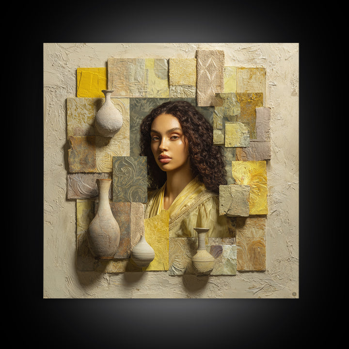 Renaissance Inspired Portrait with Modern Softness Canvas Print, Italian Villa Art, Landscape Painting, Living Room Decor, IVA-1x1-42