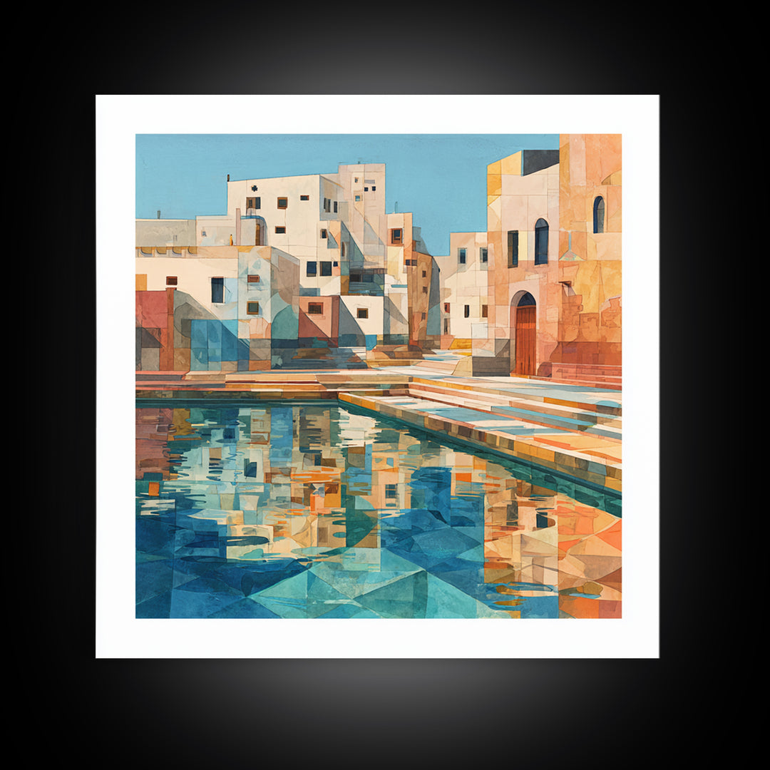 Venetian Canal Reflection Without City Crowd Canvas Print, Italian Villa Art, Bedroom Wall Art, Living Room Decor, Villa, IVA-1x1-44