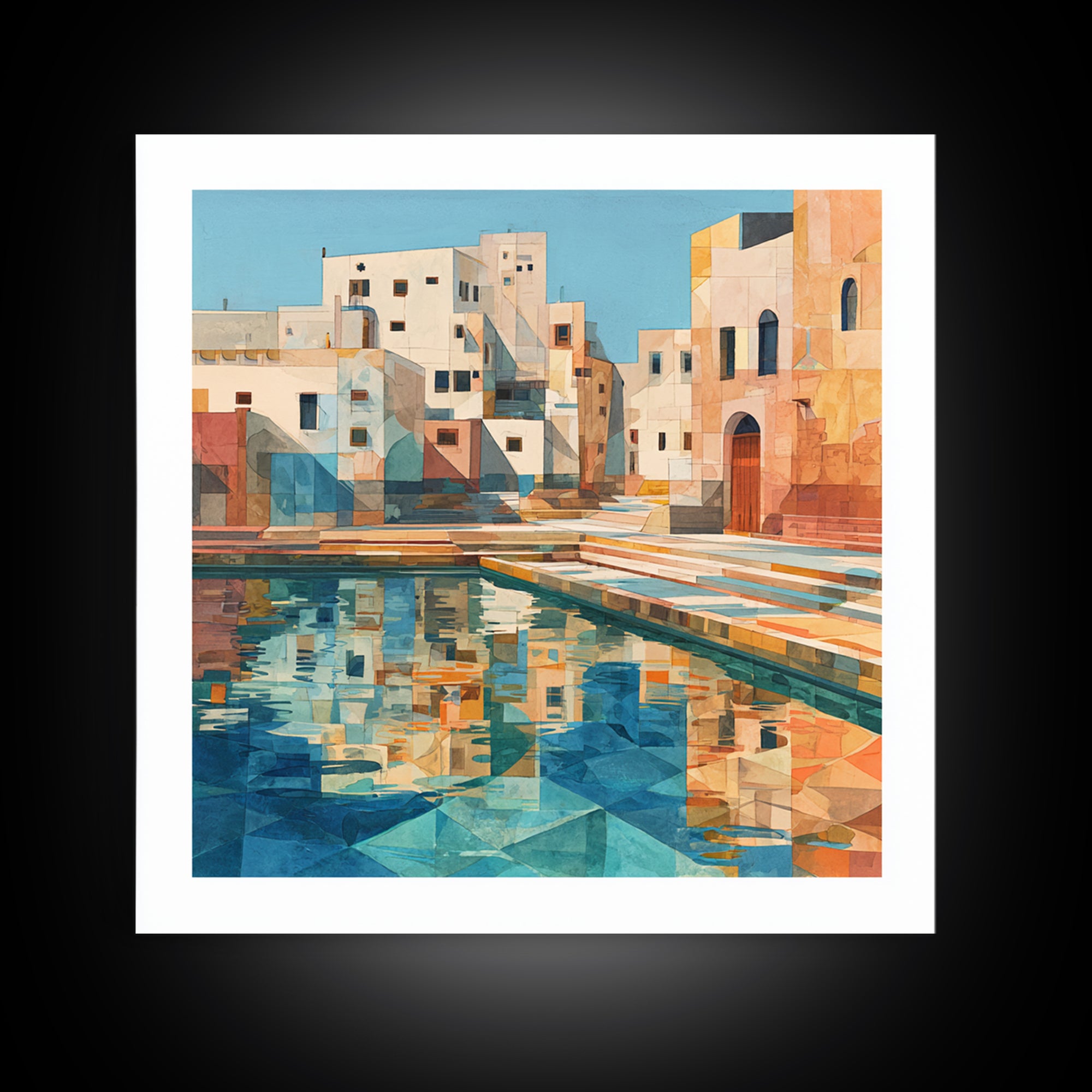 Venetian Canal Reflection Without City Crowd Canvas Print, Italian Villa Art, Bedroom Wall Art, Living Room Decor, Villa, IVA-1x1-44